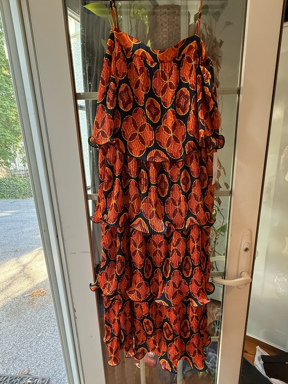 NWT Never Fully Dressed -  Orange and Black Tiered Floral Maxi Dress